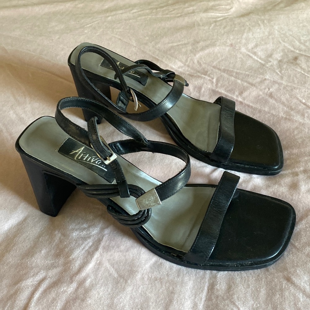 Strappy Black Leather Heel